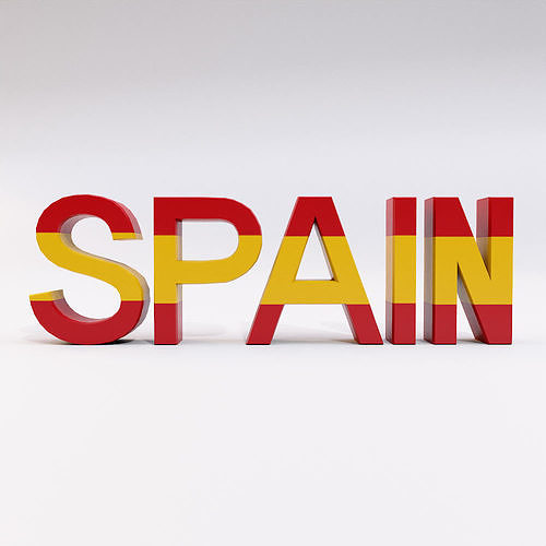 Spain country Name text 3d model  Low-poly 3D model