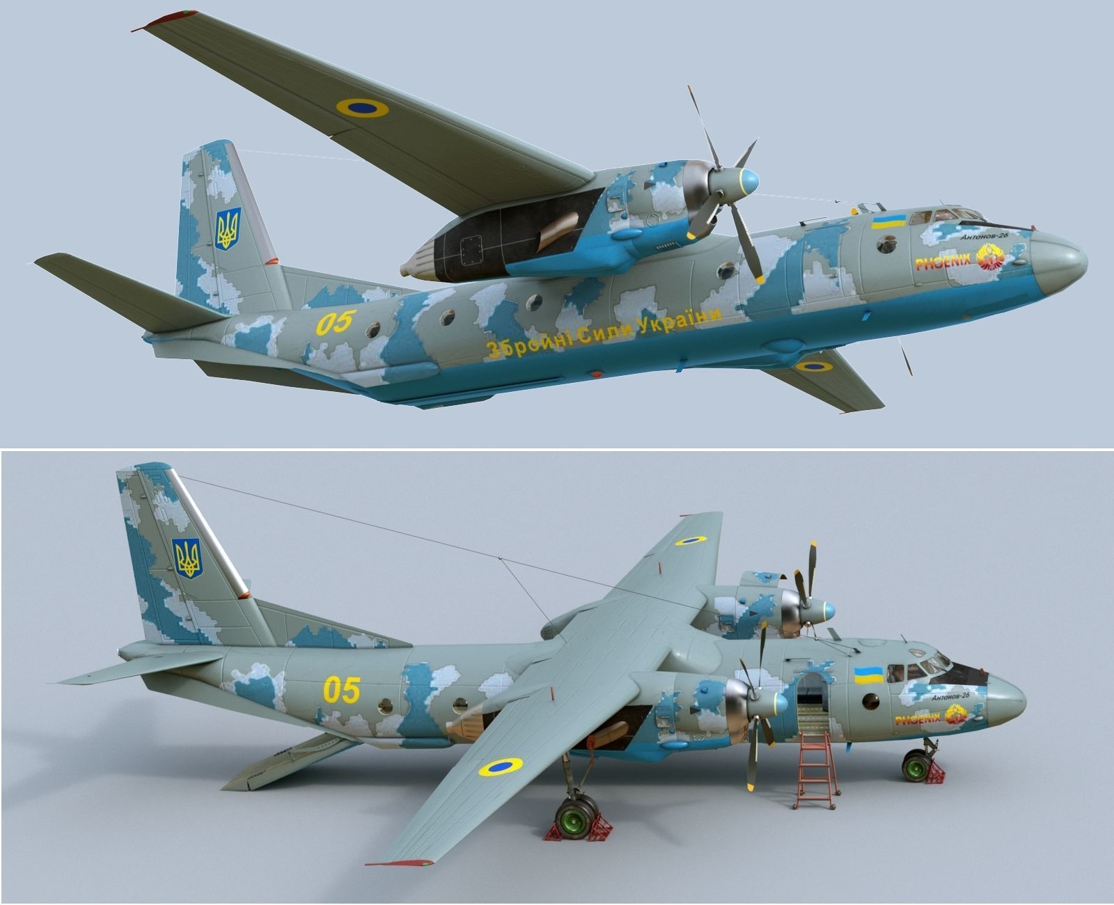 Antonov AN-26 of Ukrainian AF 3D model_1