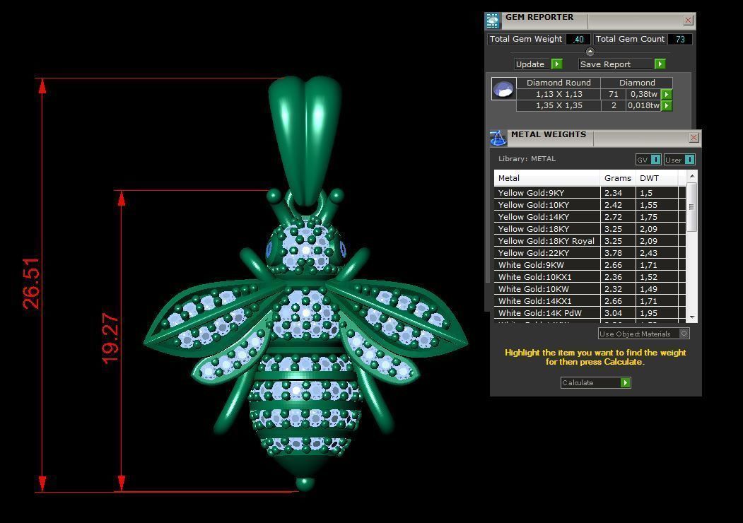  bee necklace 3D print model_3