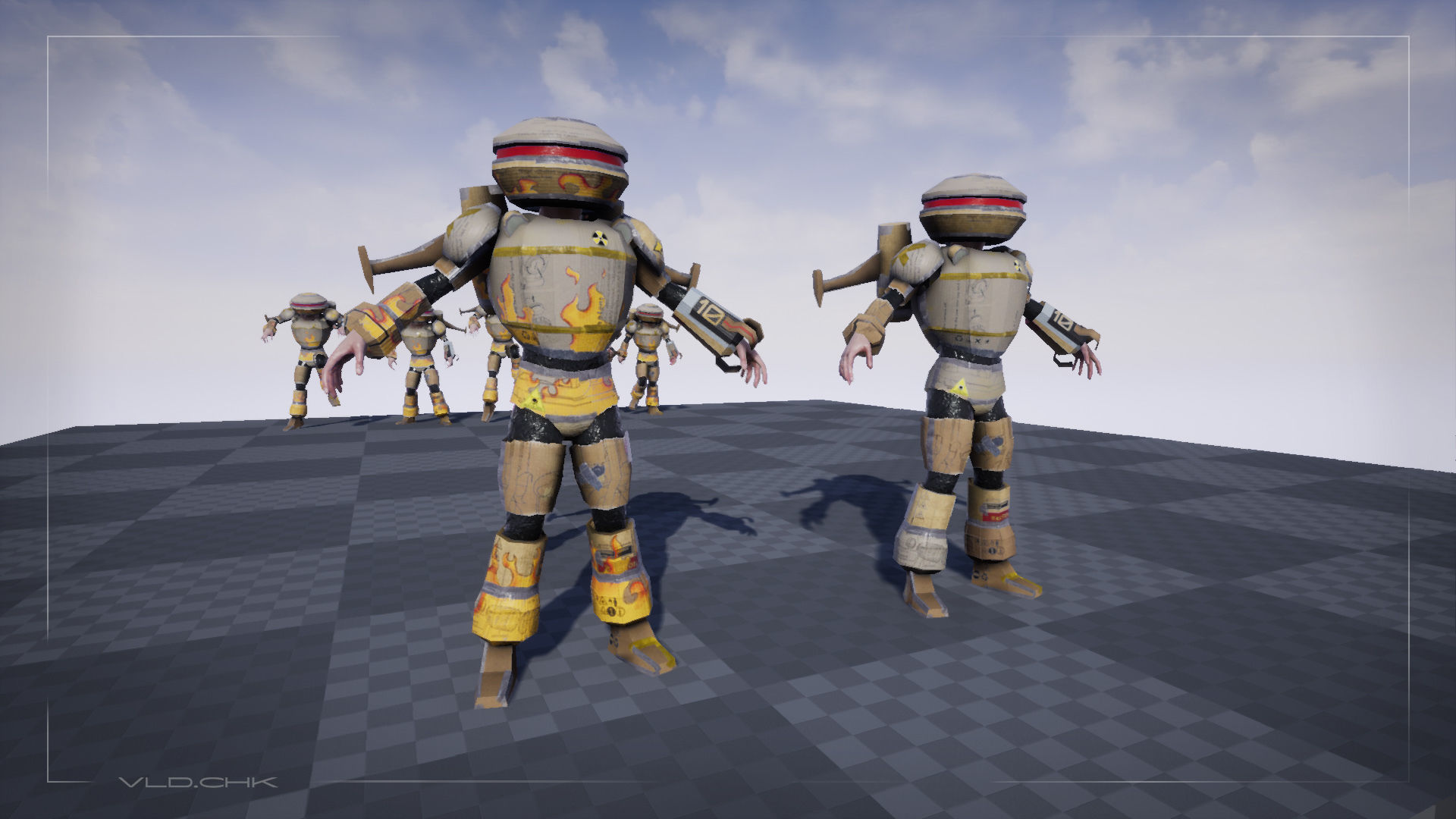 Cardboard Robot Low-poly 3D model_9