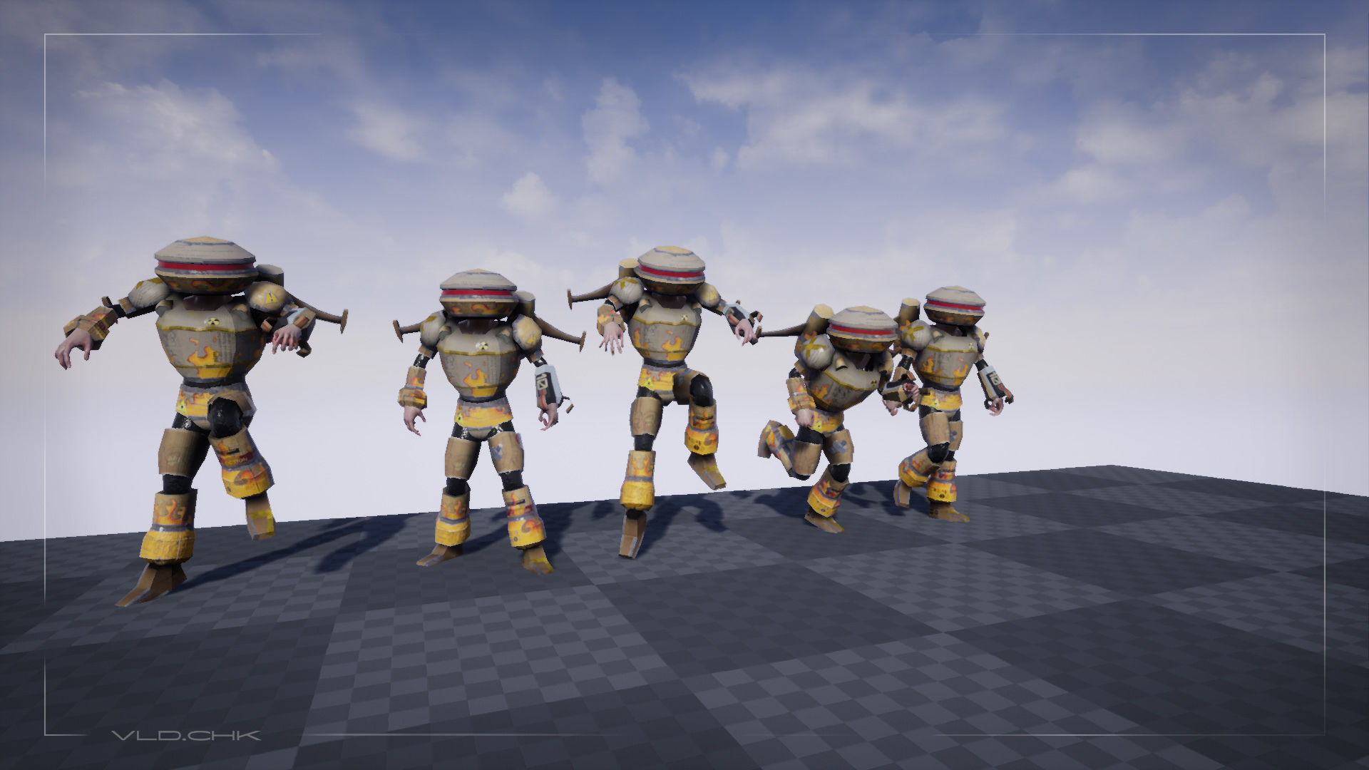 Cardboard Robot Low-poly 3D model_8