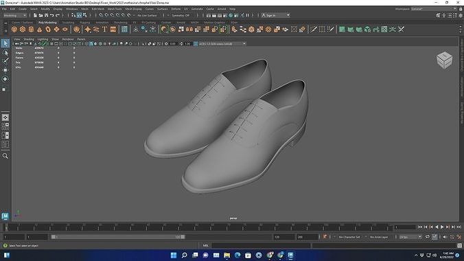 Formal shoes 3D model for 3d render and 3d printing Low-poly 3D model