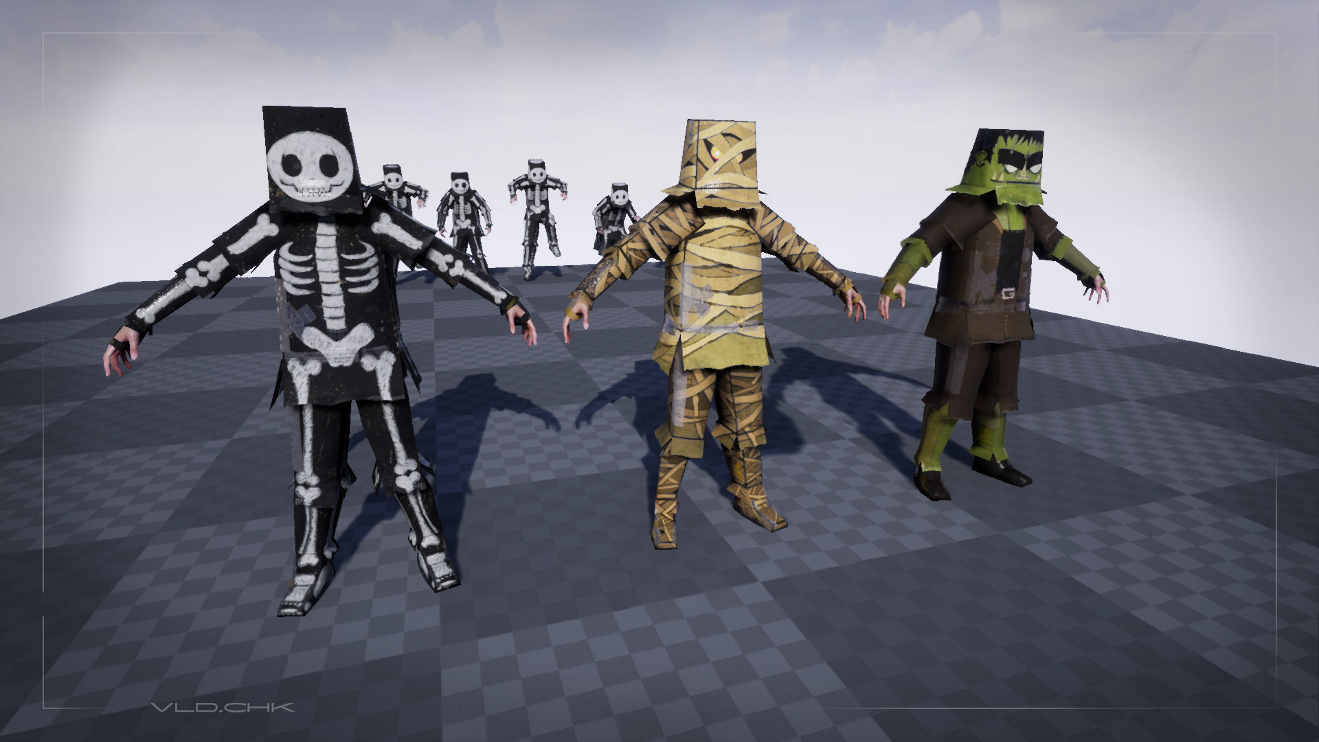 Cardboard Boy Skin Pack Low-poly 3D model_8