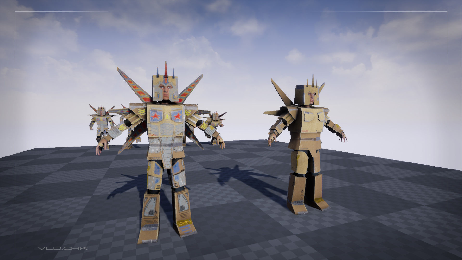 Cardboard Robot Low-poly 3D model_6