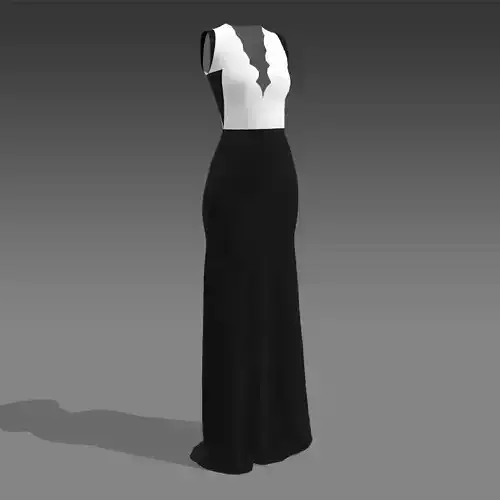 DRESS BLACK AND WHITE COLOR BLOCK SCALLOP DRESS