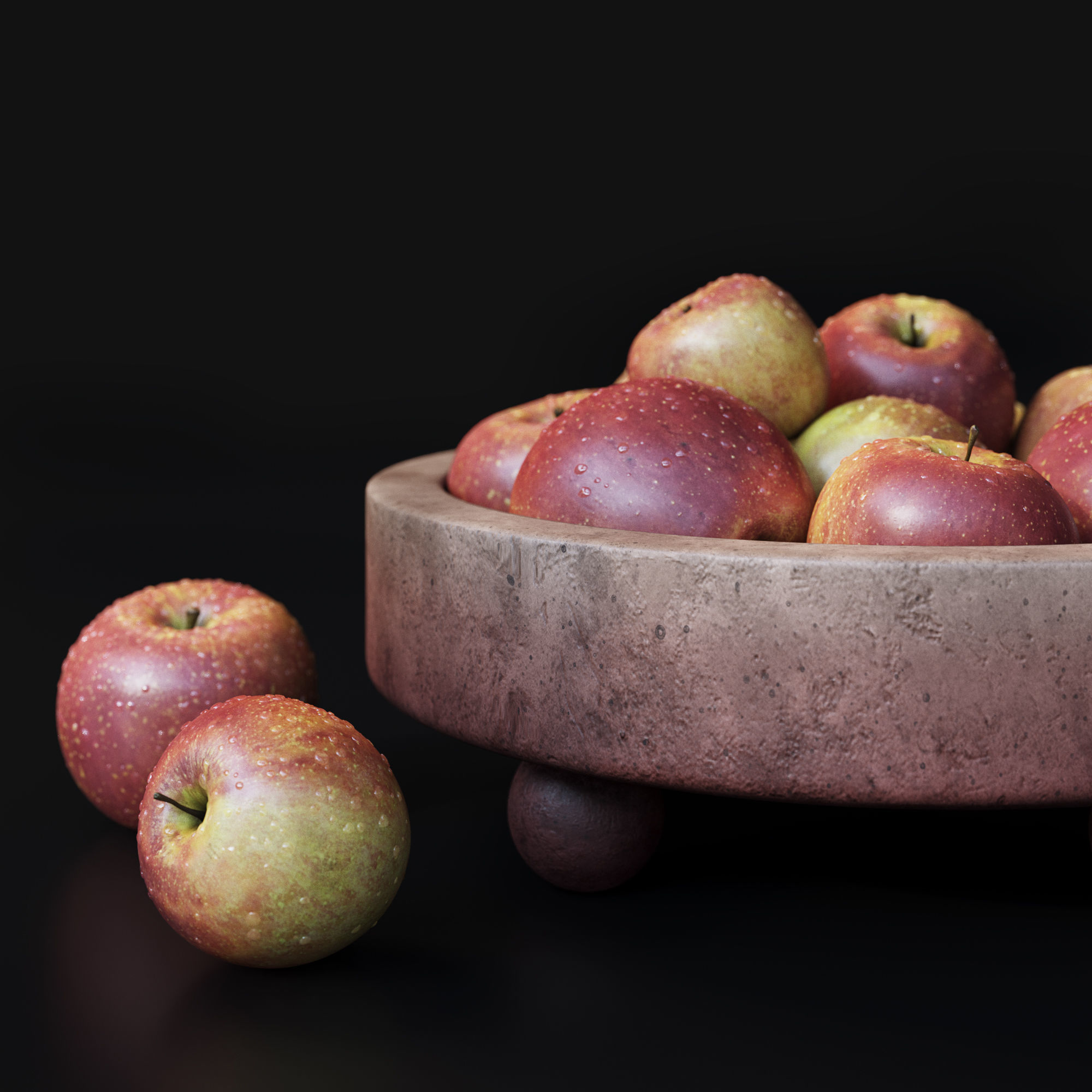 Bowl With Red Apples 3D model_9