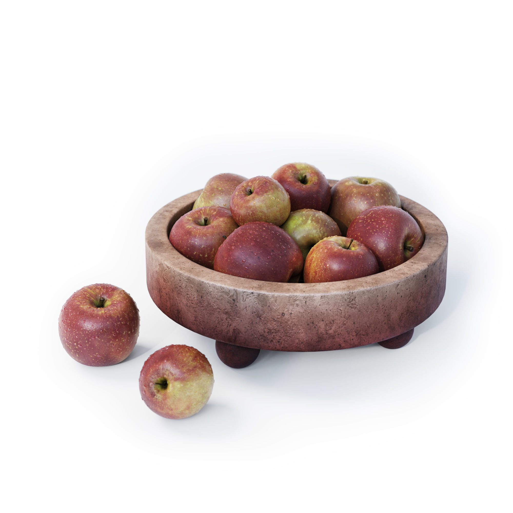 Bowl With Red Apples 3D model_4