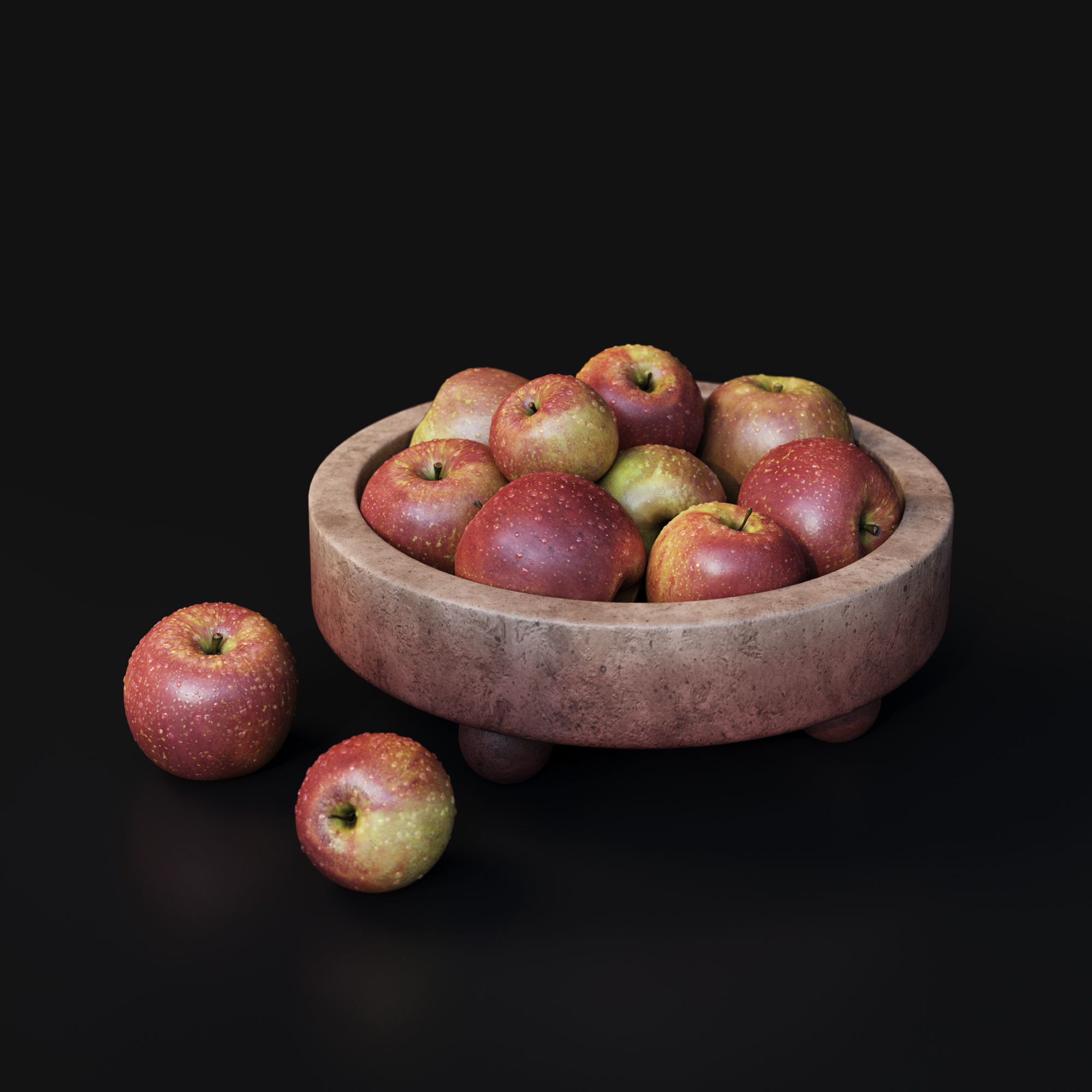 Bowl With Red Apples 3D model_3