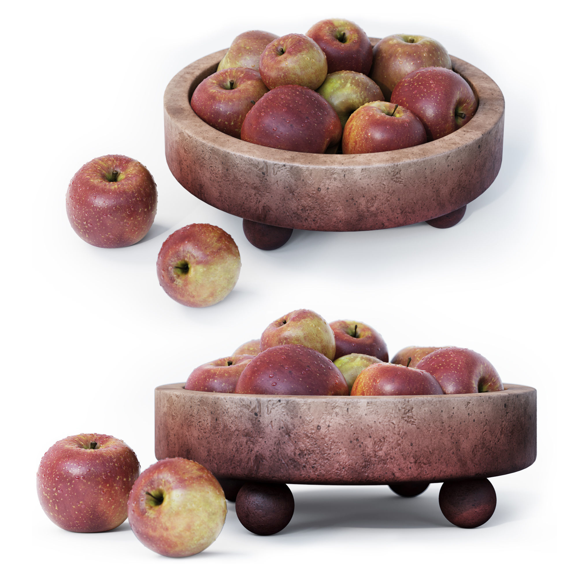 Bowl With Red Apples 3D model_2