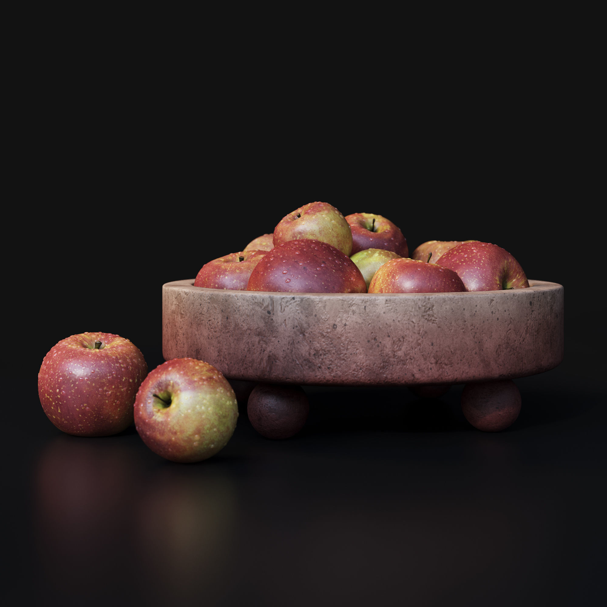 Bowl With Red Apples 3D model_8