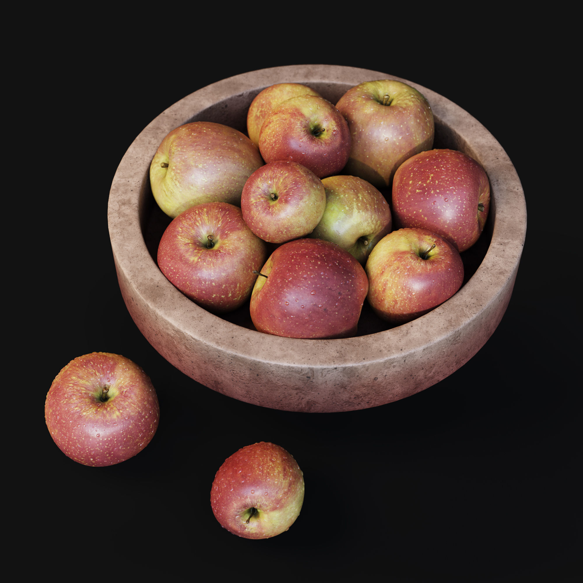 Bowl With Red Apples 3D model_12
