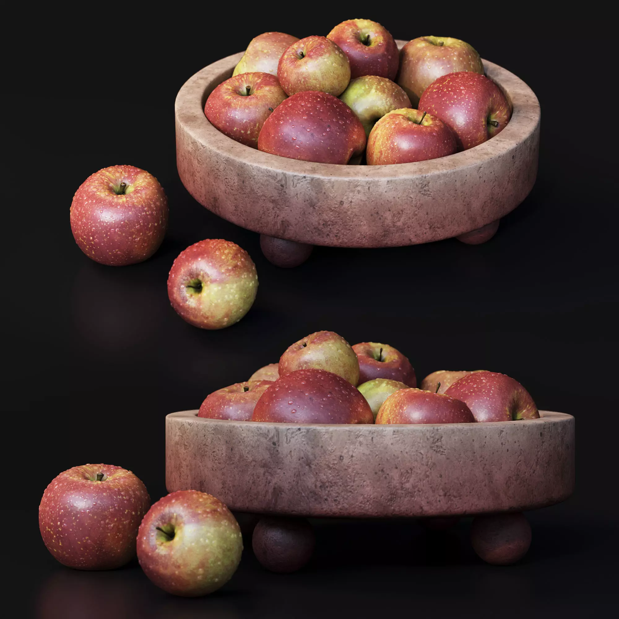 Bowl With Red Apples 3D model_0