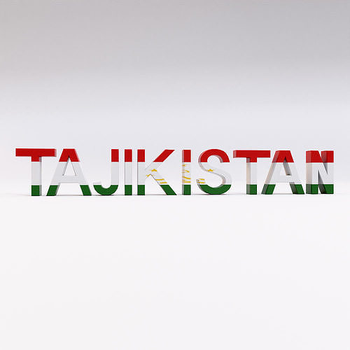 Tajikistan country Name text 3d model  Low-poly 3D model
