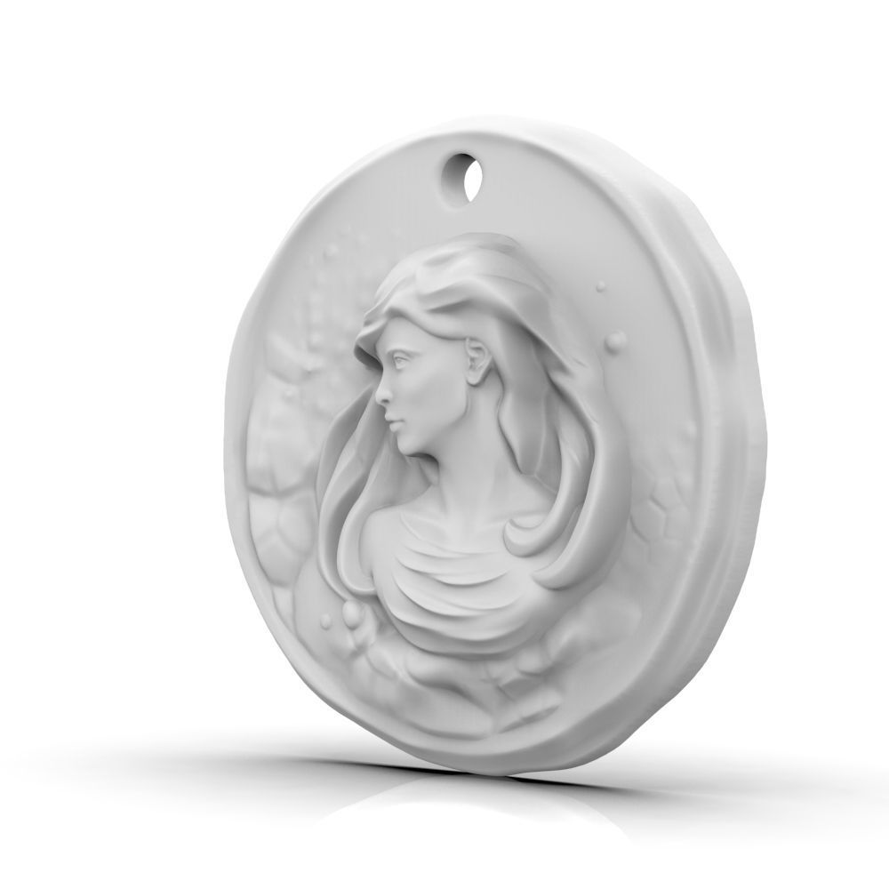 Zodiac Virgo Coin Pendant 3D print model_12