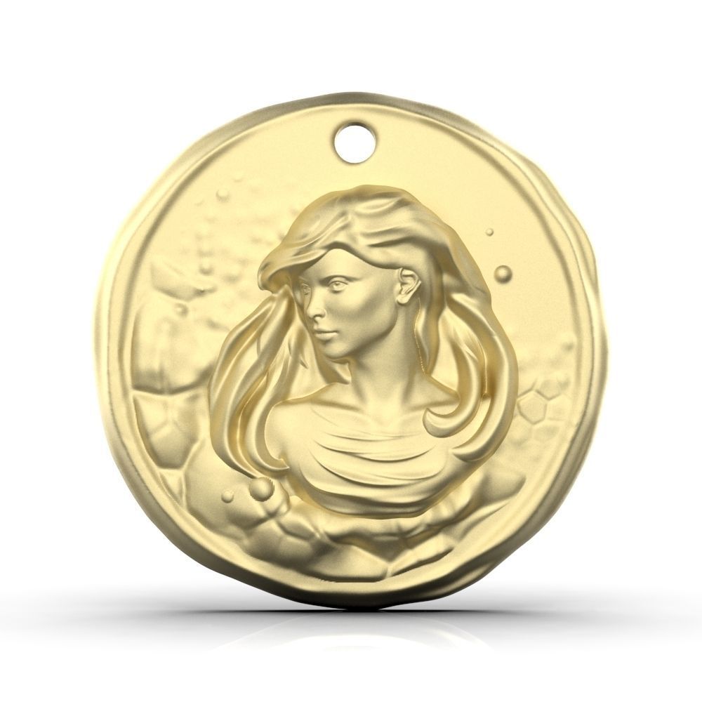 Zodiac Virgo Coin Pendant 3D print model_3