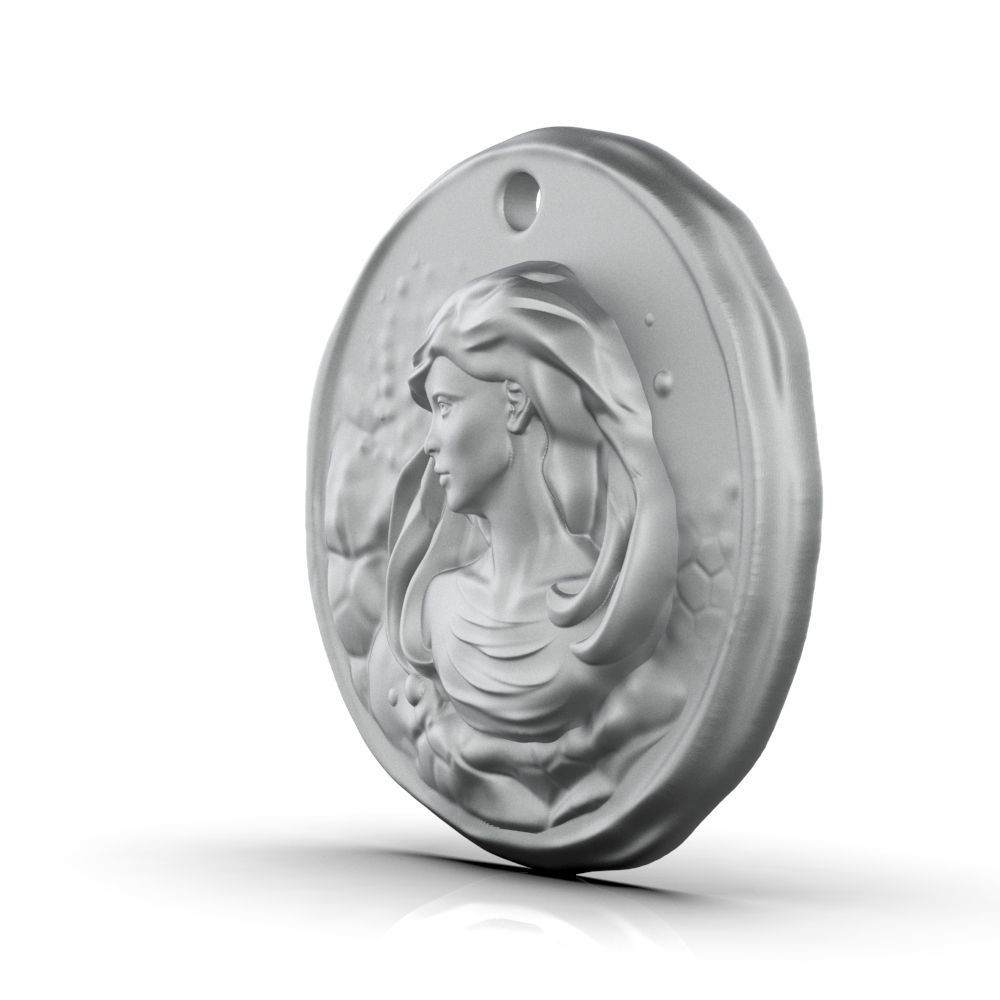 Zodiac Virgo Coin Pendant 3D print model_14