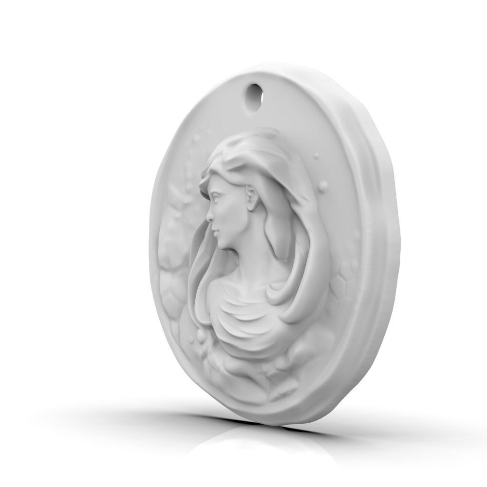 Zodiac Virgo Coin Pendant 3D print model_15