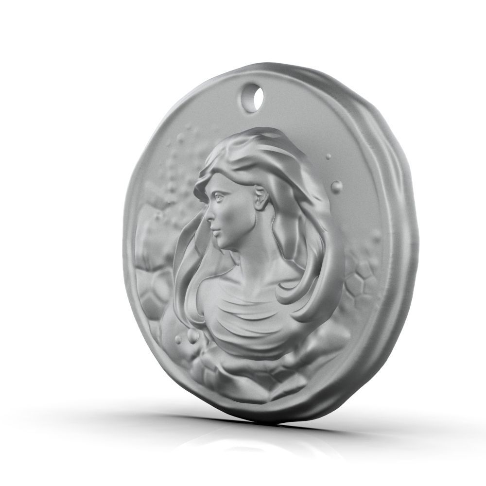 Zodiac Virgo Coin Pendant 3D print model_11
