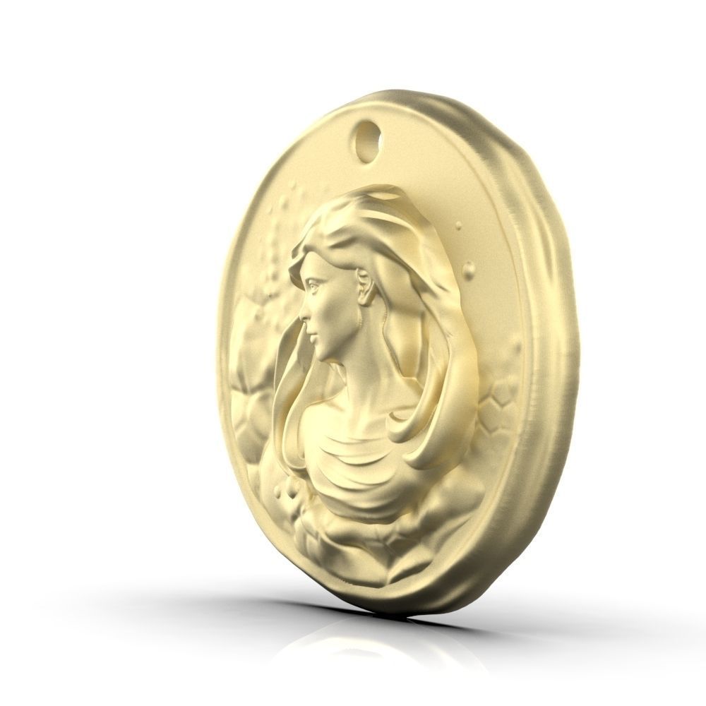 Zodiac Virgo Coin Pendant 3D print model_16