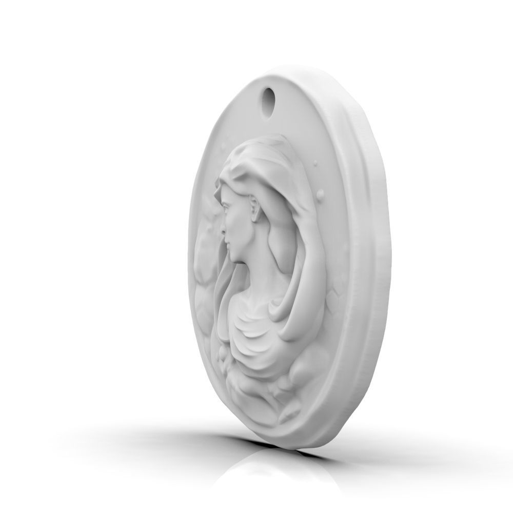 Zodiac Virgo Coin Pendant 3D print model_18