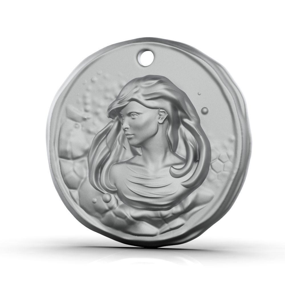 Zodiac Virgo Coin Pendant 3D print model_4
