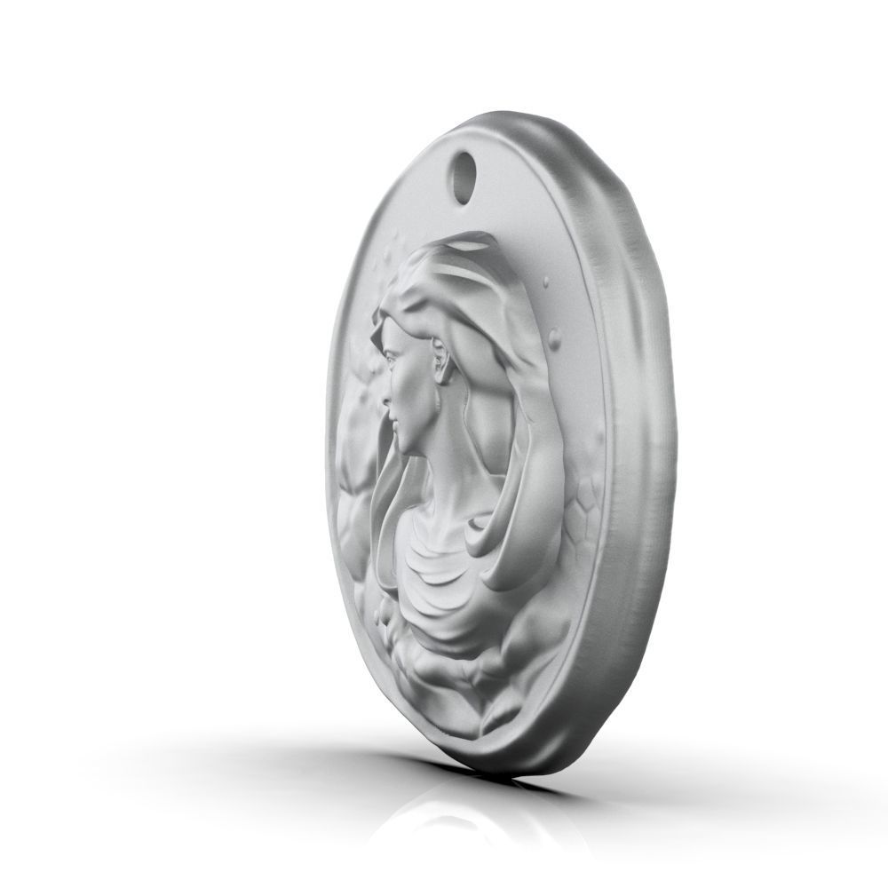 Zodiac Virgo Coin Pendant 3D print model_17