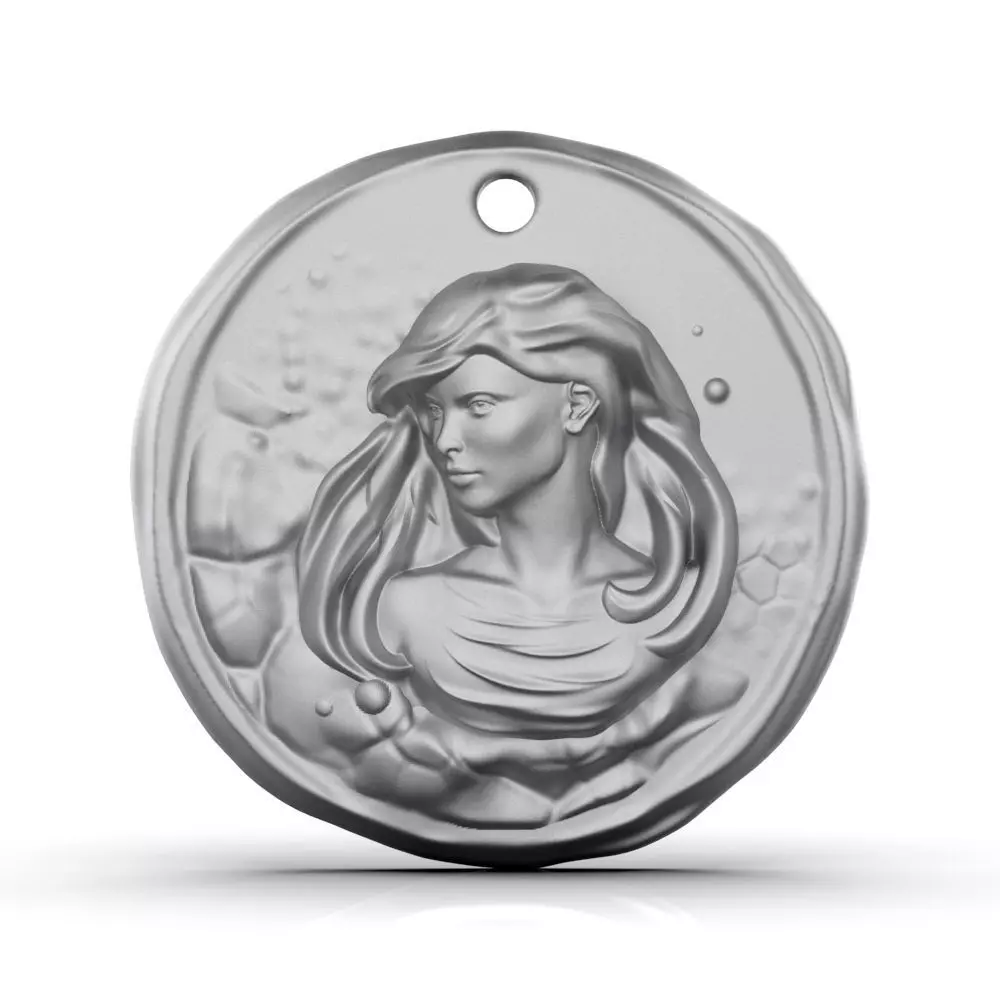 Zodiac Virgo Coin Pendant 3D print model_0