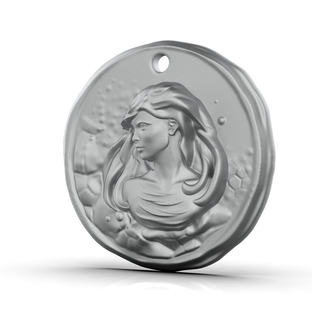 Zodiac Virgo Coin Pendant 3D print model_7