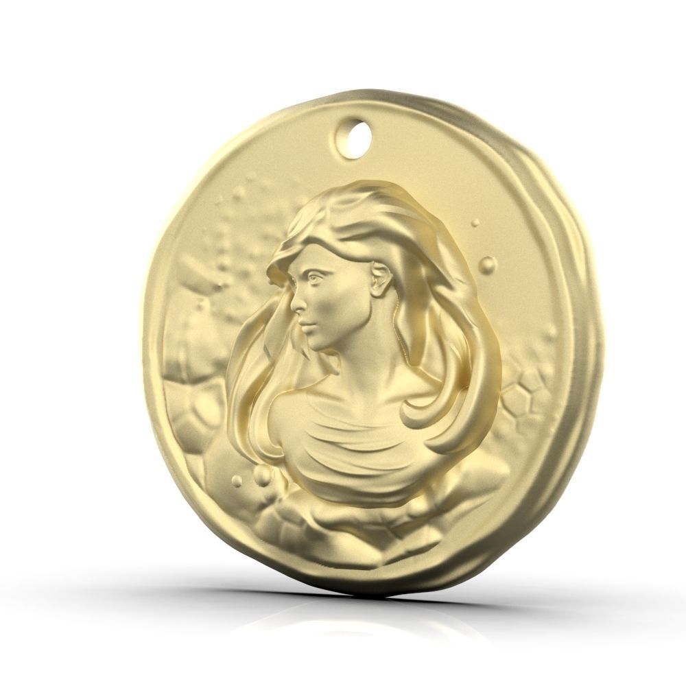 Zodiac Virgo Coin Pendant 3D print model_9