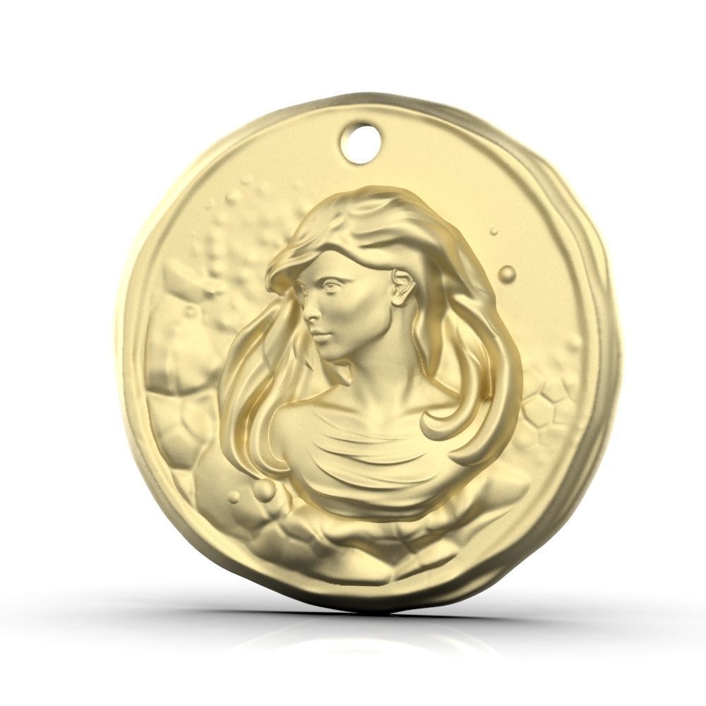 Zodiac Virgo Coin Pendant 3D print model_6