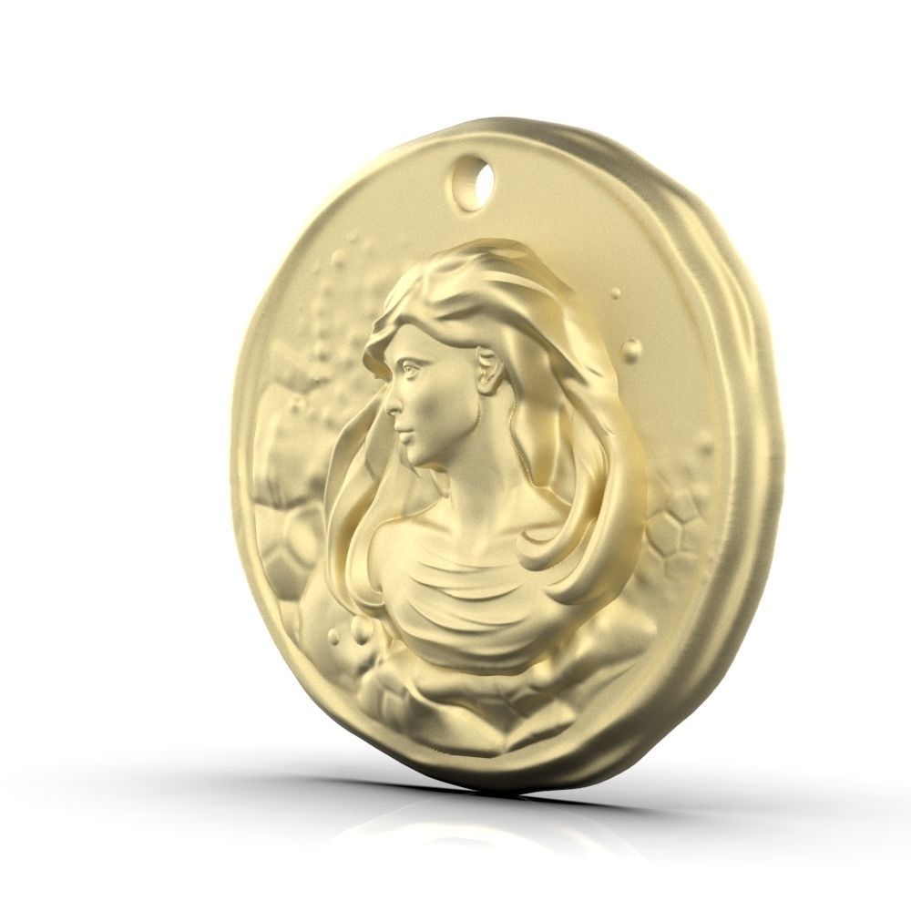 Zodiac Virgo Coin Pendant 3D print model_13