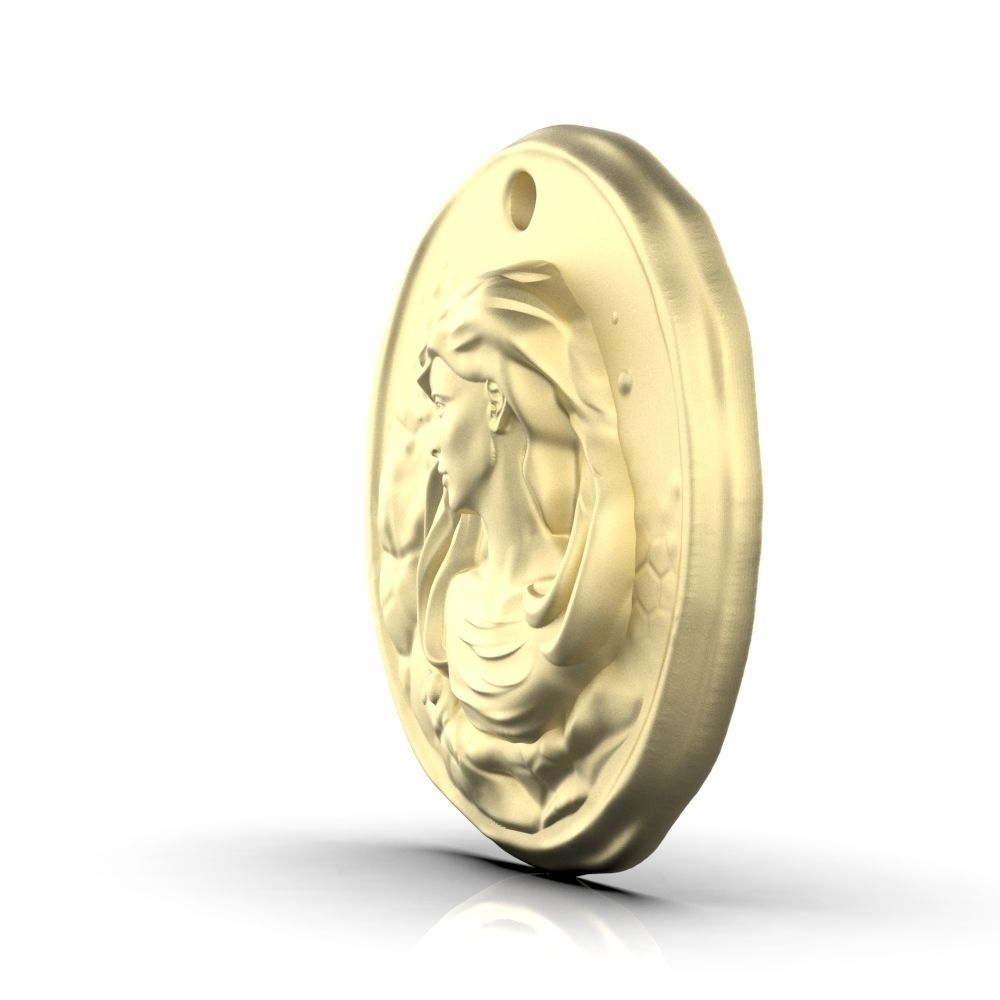 Zodiac Virgo Coin Pendant 3D print model_19