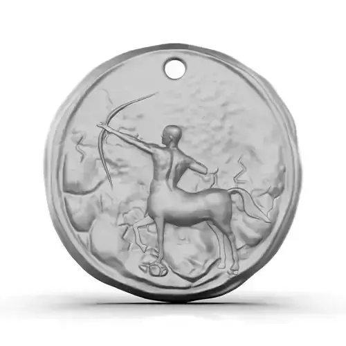 Zodiac Sagittarius Coin Pendant 3D print model