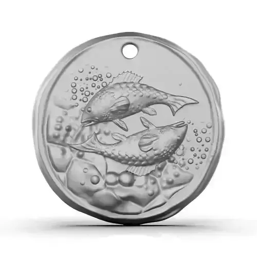 Zodiac Pisces Coin Pendant 3D print model