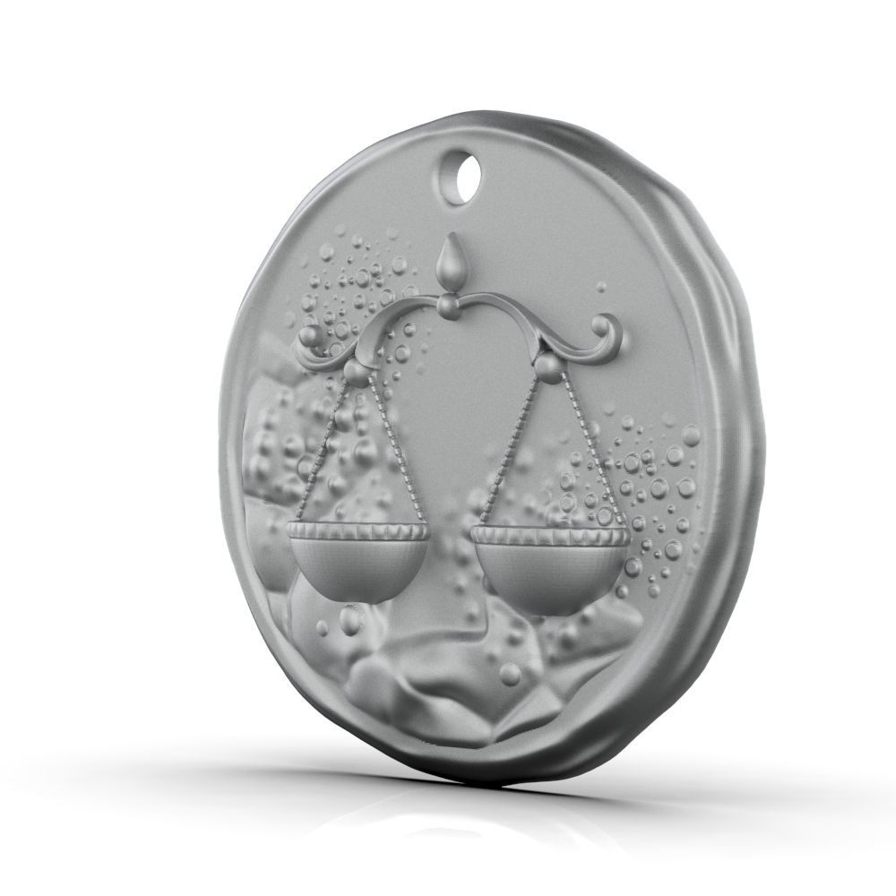 Zodiac Libra Coin Pendant 3D print model_11