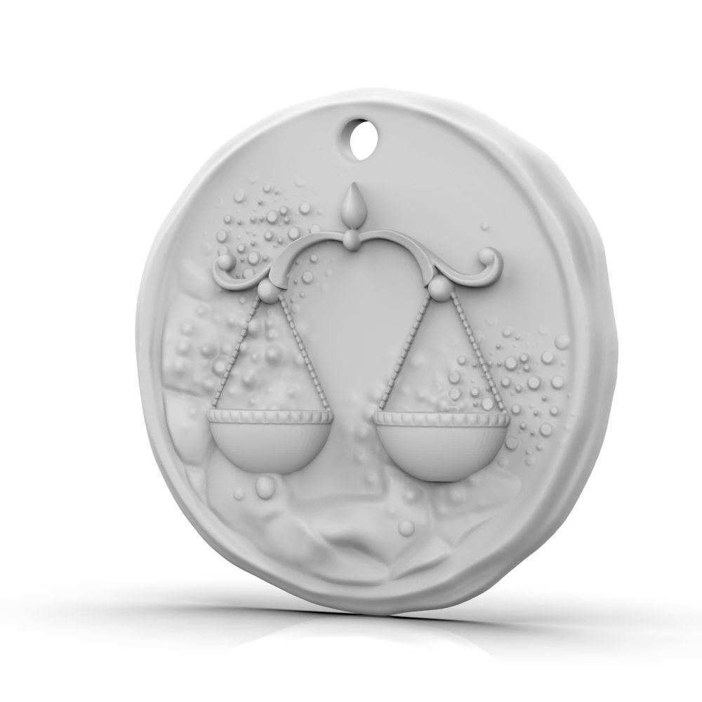 Zodiac Libra Coin Pendant 3D print model_8