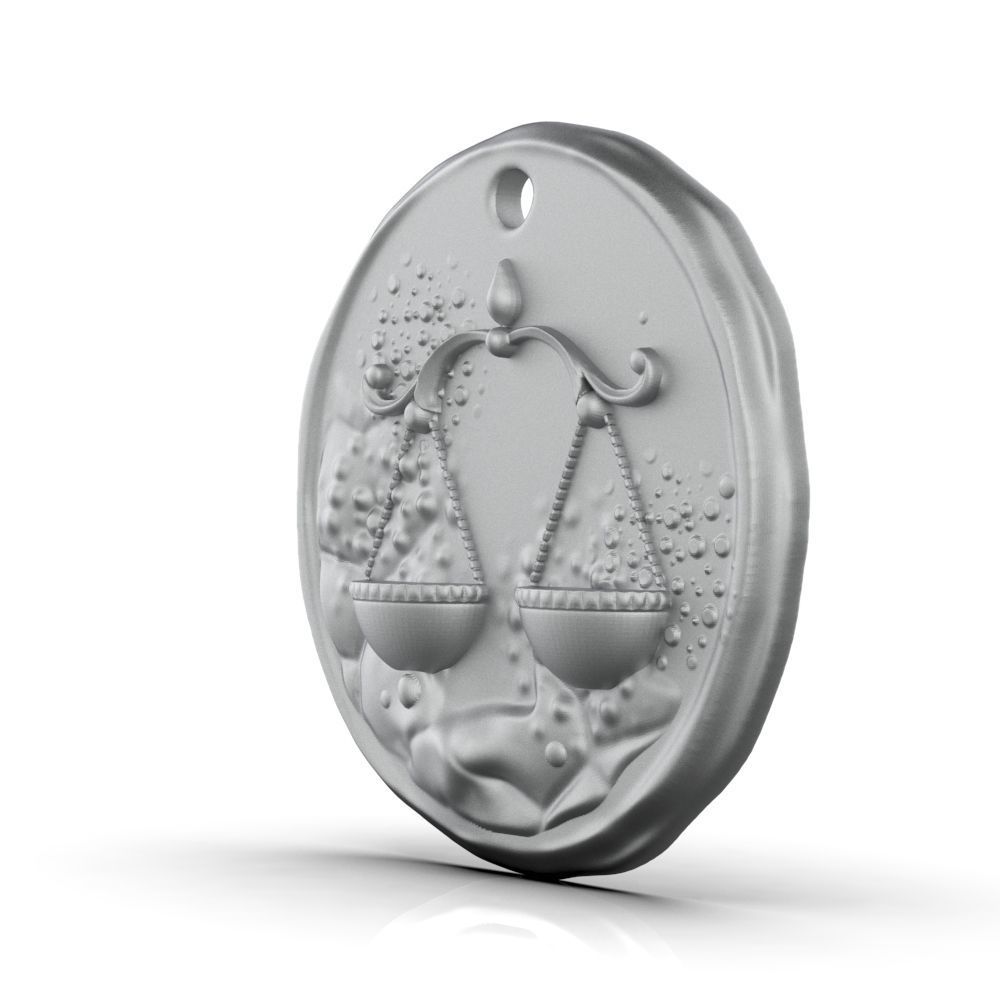 Zodiac Libra Coin Pendant 3D print model_14