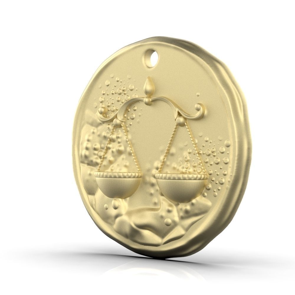 Zodiac Libra Coin Pendant 3D print model_13