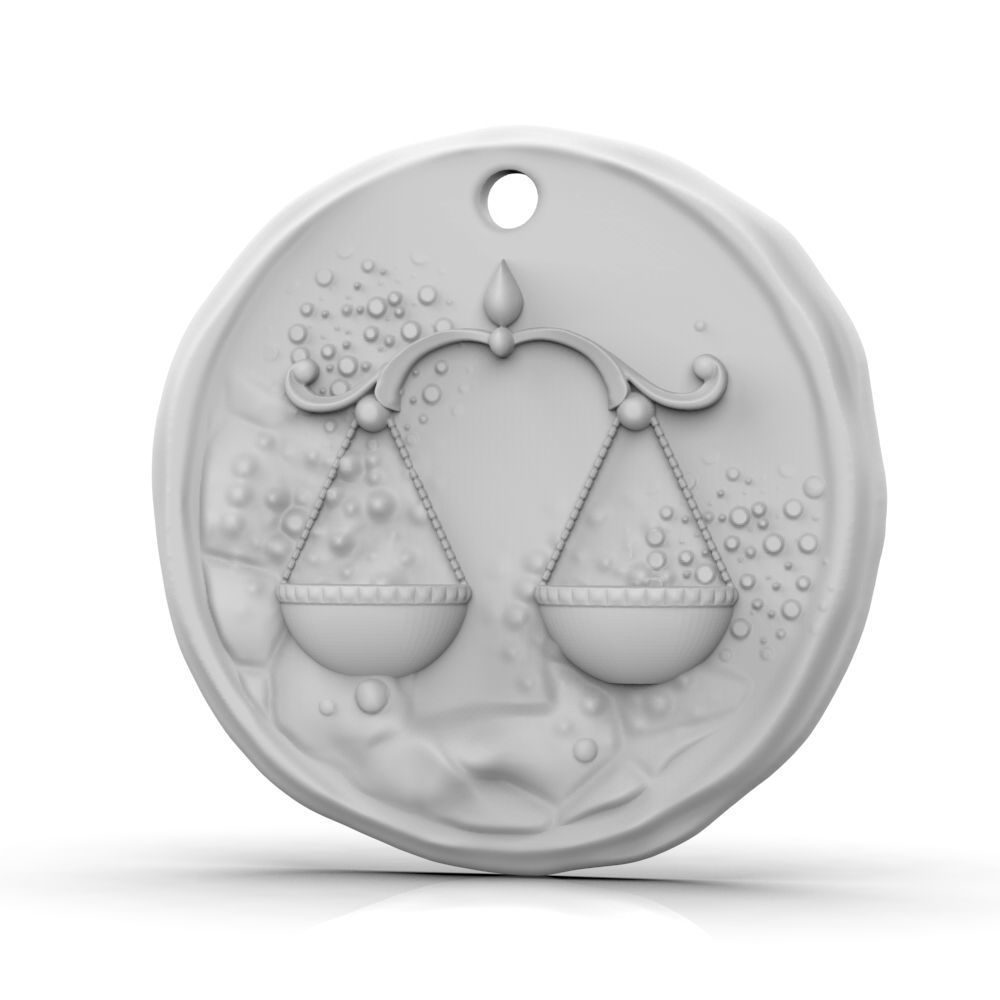 Zodiac Libra Coin Pendant 3D print model_5