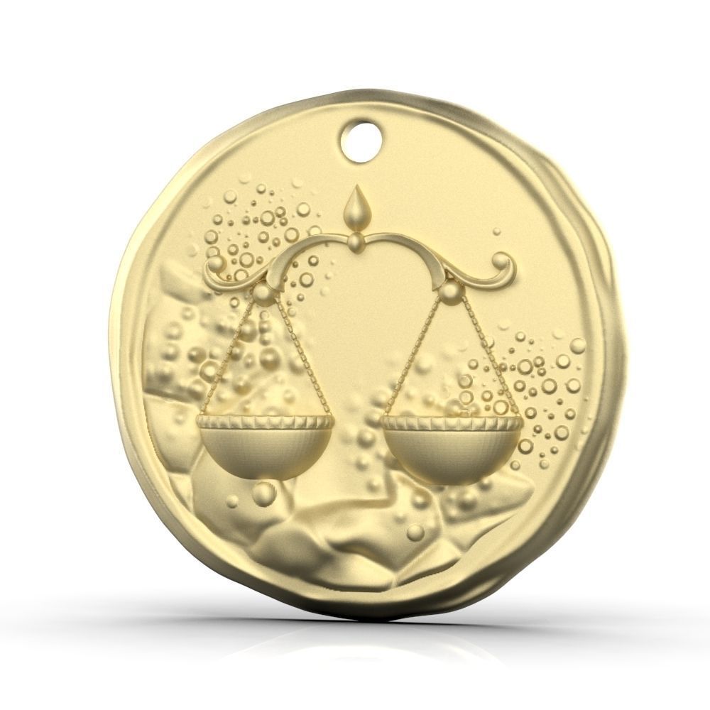 Zodiac Libra Coin Pendant 3D print model_6