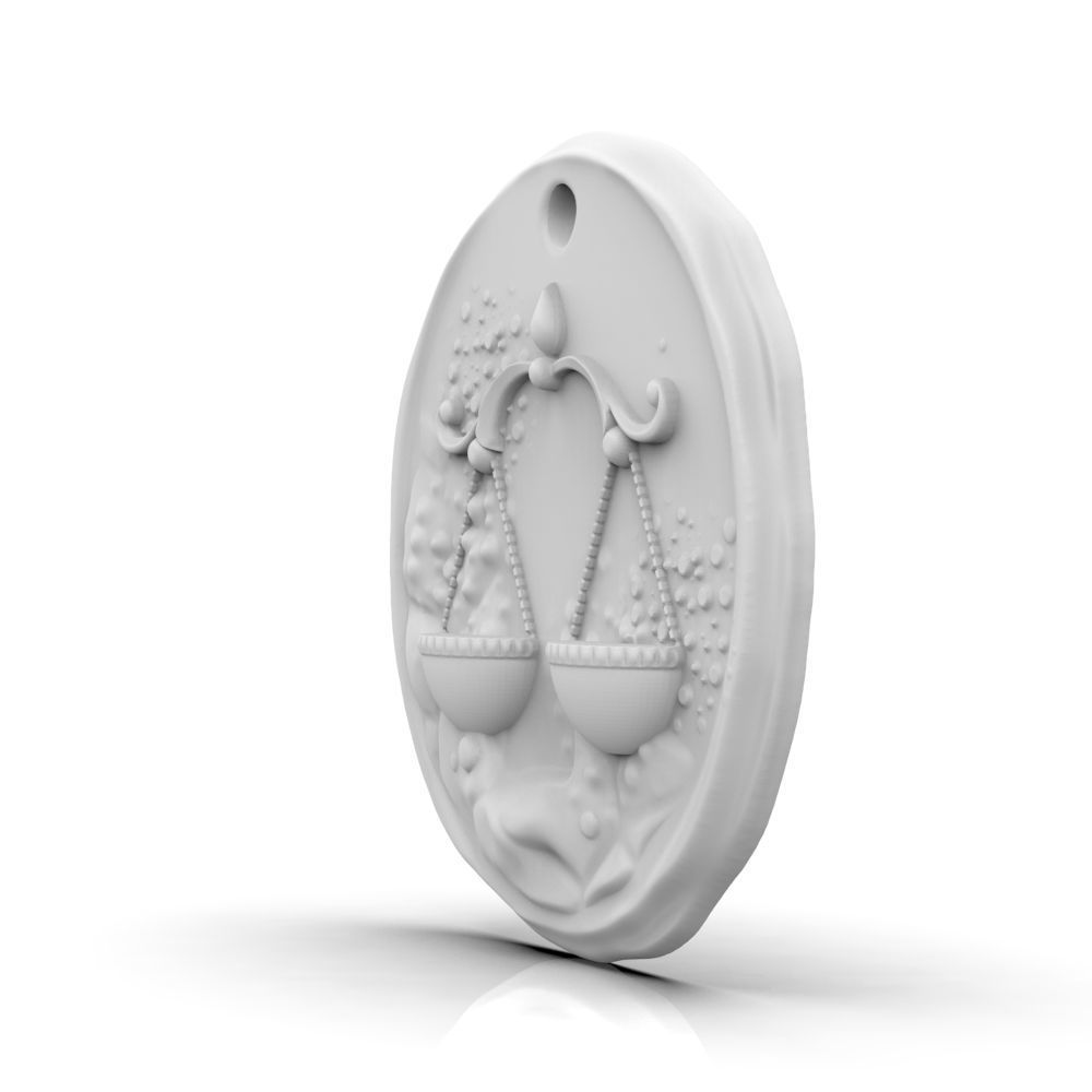 Zodiac Libra Coin Pendant 3D print model_18