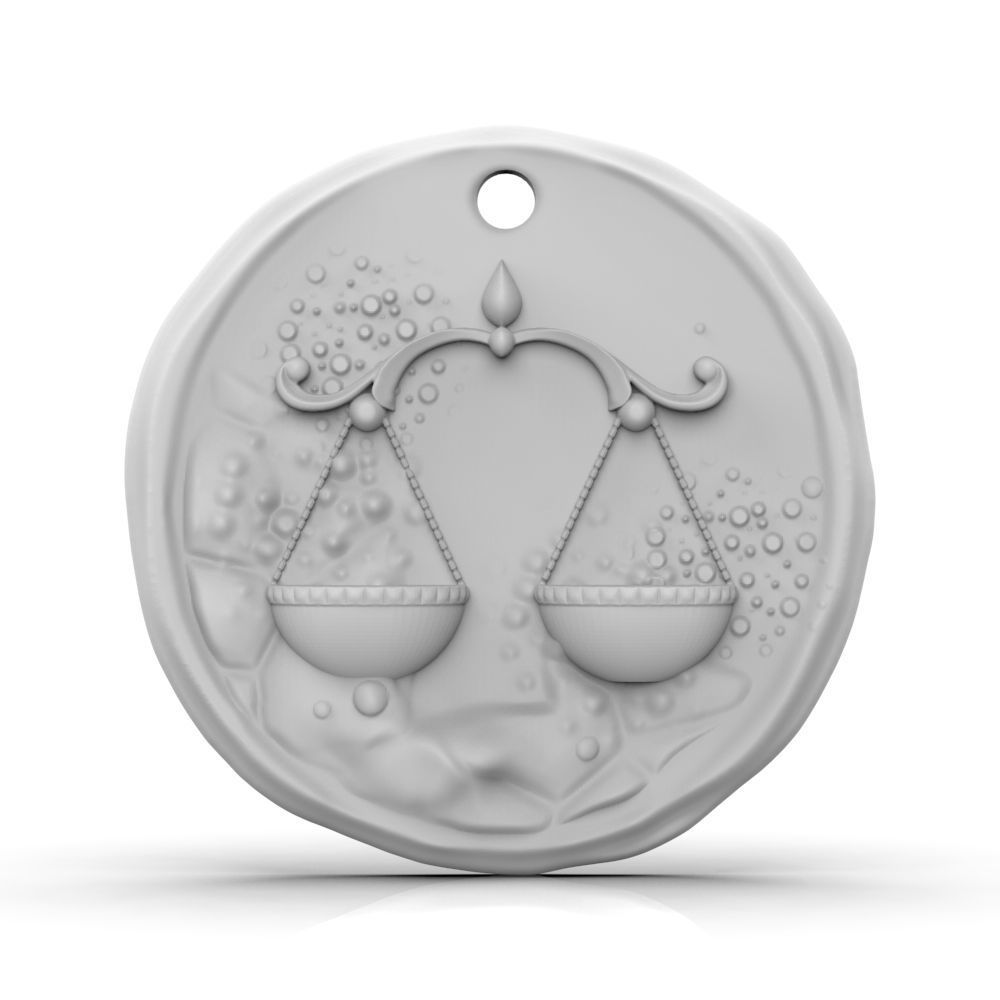 Zodiac Libra Coin Pendant 3D print model_2