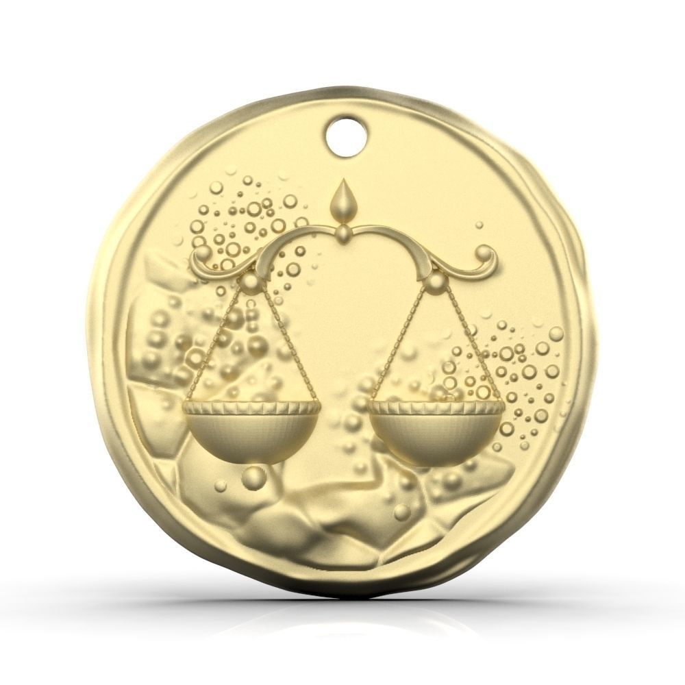 Zodiac Libra Coin Pendant 3D print model_3