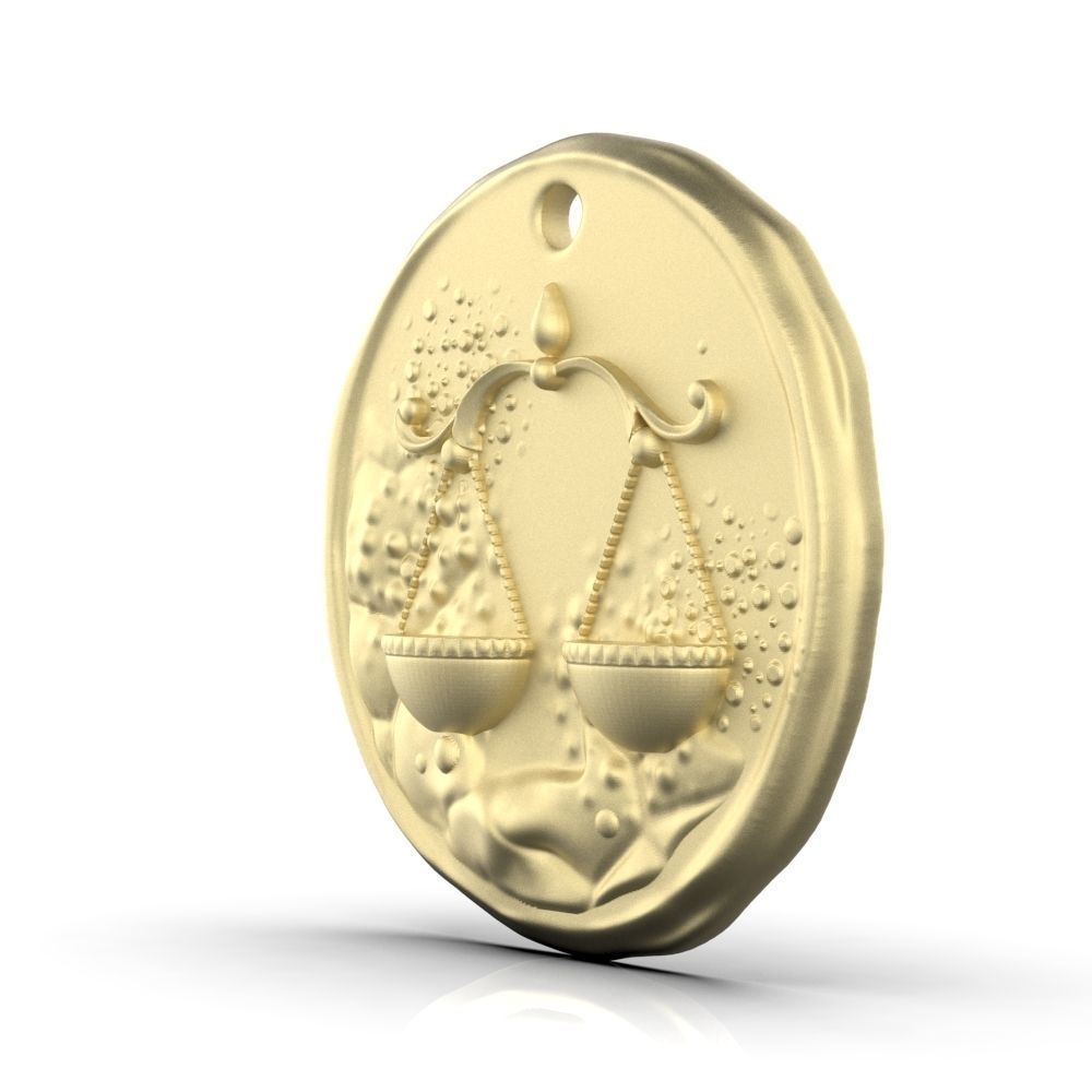 Zodiac Libra Coin Pendant 3D print model_16