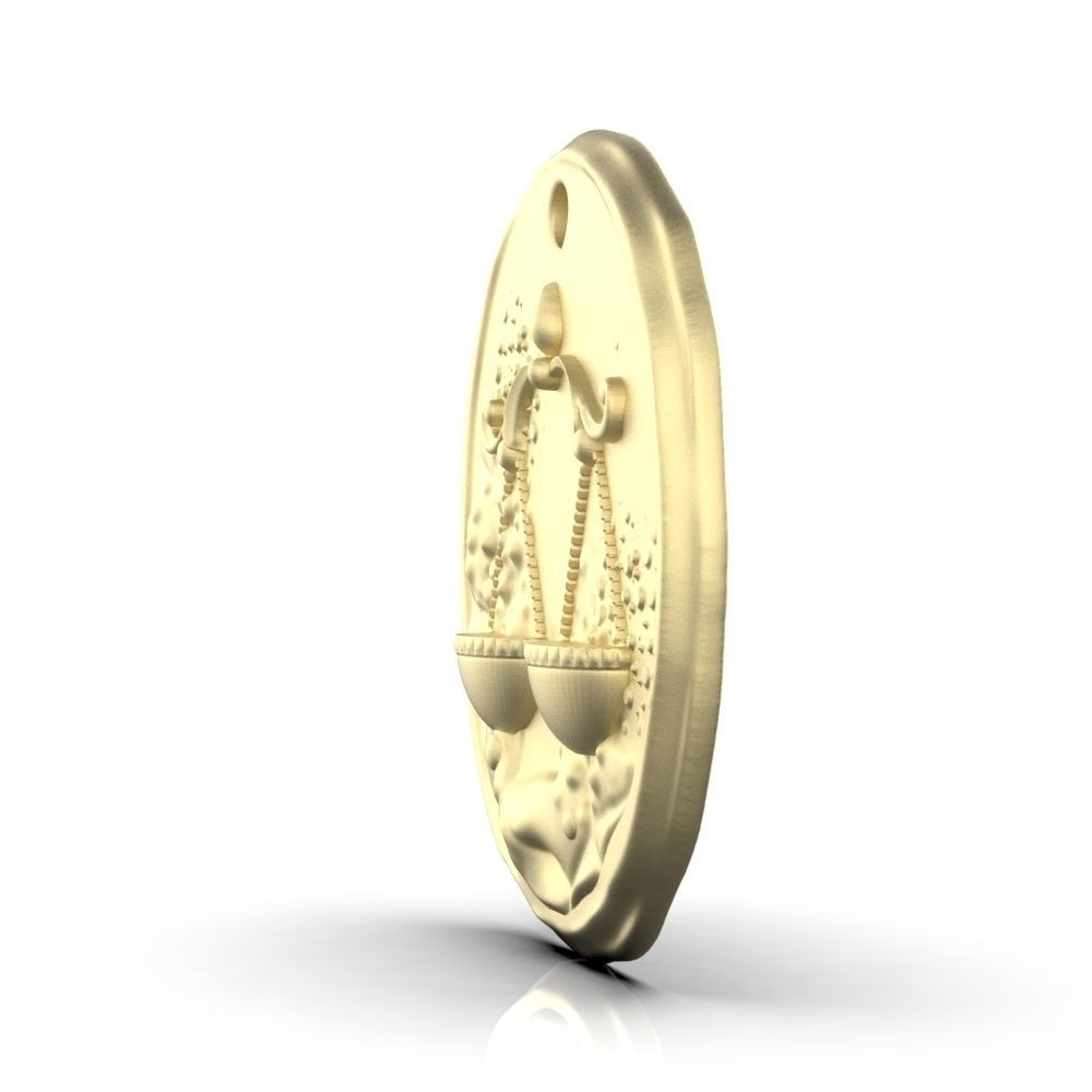 Zodiac Libra Coin Pendant 3D print model_22