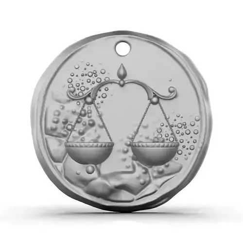 Zodiac Libra Coin Pendant 3D print model