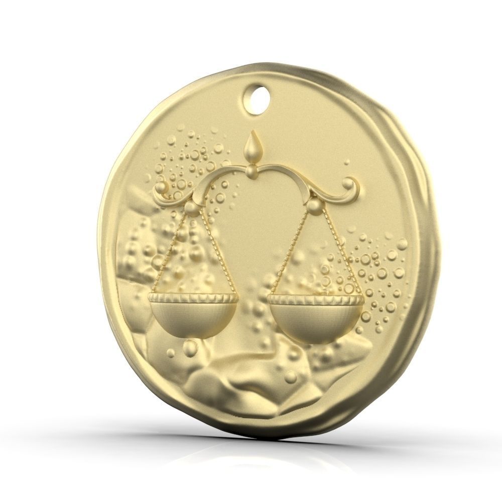 Zodiac Libra Coin Pendant 3D print model_10