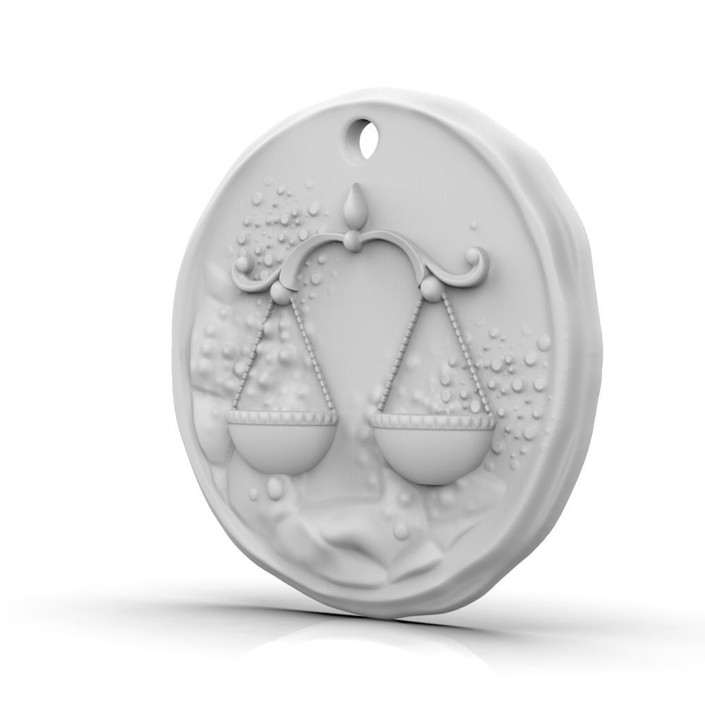 Zodiac Libra Coin Pendant 3D print model_12