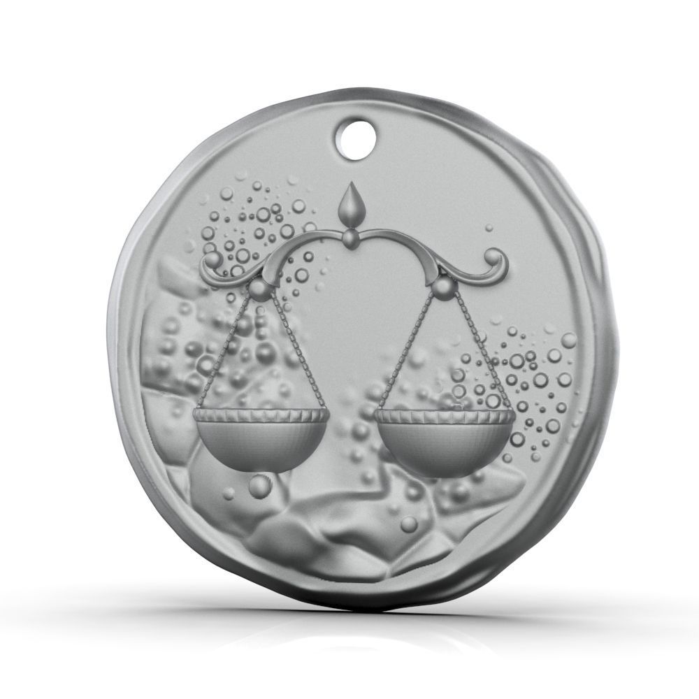 Zodiac Libra Coin Pendant 3D print model_4