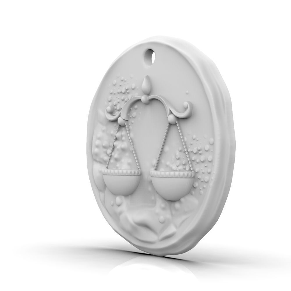 Zodiac Libra Coin Pendant 3D print model_15